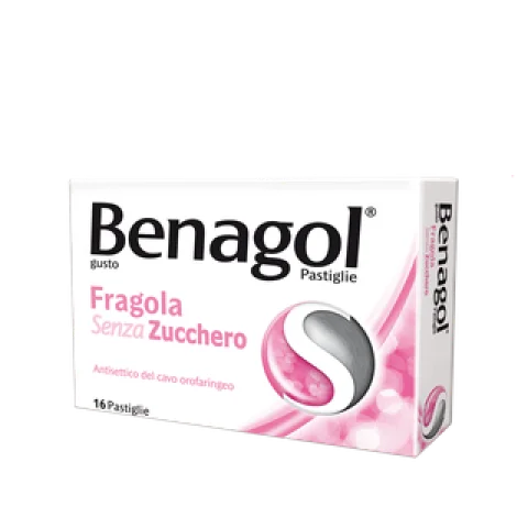 Benagol Pastiglie gusto Fragola Senza Zucchero 16 Pastiglie