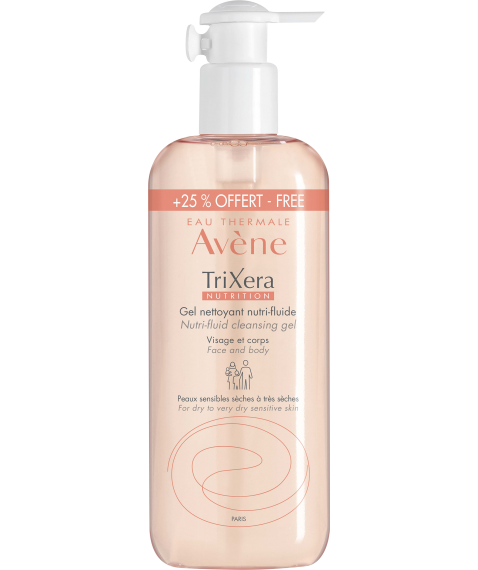 Avène TriXera Nutrition Gel Detergente Viso e Corpo pelli sensibili secche e molto secche 500 ml
