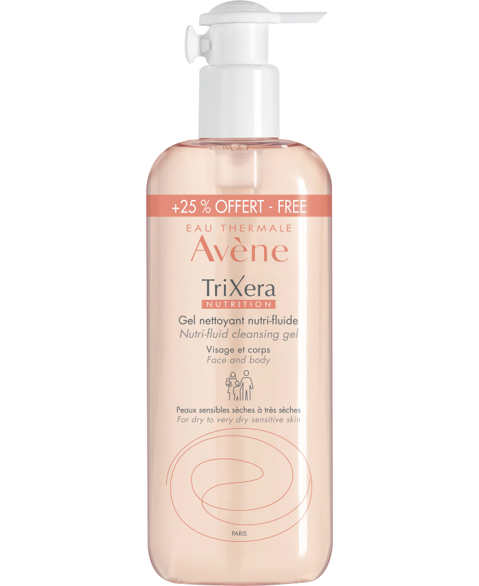 Avène TriXera Nutrition Gel Detergente Viso e Corpo pelli sensibili secche e molto secche 500 ml