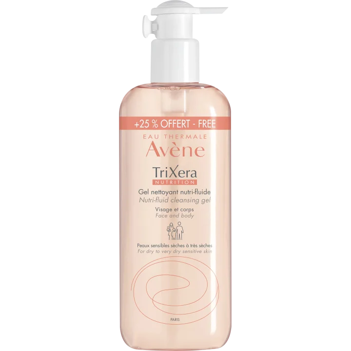 Avène TriXera Nutrition Gel Detergente Viso e Corpo pelli sensibili secche e molto secche 500 ml