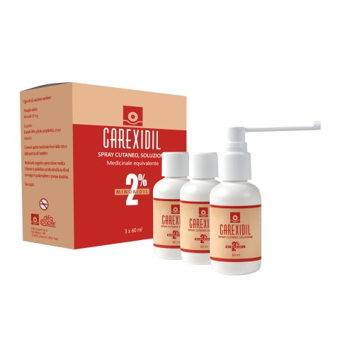 Carexidil 2% Spray Cutaneo 3x60ml - Indicato per il trattamento dell'alopecia Carexidil 2% Spray Cutaneo 3x60ml - Indicato per il trattamento dell'alopecia