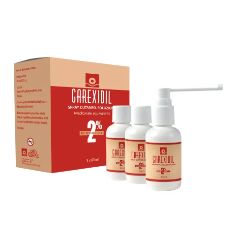 Carexidil 2% Spray Cutaneo 3x60ml - Indicato per il trattamento dell'alopecia Carexidil 2% Spray Cutaneo 3x60ml - Indicato per il trattamento dell'alopecia