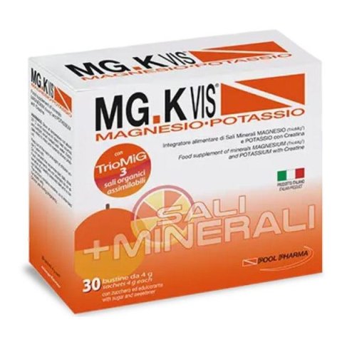 MGK Vis Magnesio Potassio Gusto Arancia 30 Bustine da 4 gr - Integratore contro spossatezza e stanchezza MGK Vis Magnesio Potassio Gusto Arancia 30 Bustine da 4 gr - Integratore contro spossatezza e stanchezza