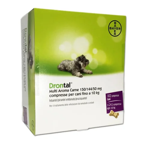 Drontal Cane Multi Aroma Carne 102 Compresse - Combatte i parassiti e i vermi intestinali Drontal Cane Multi Aroma Carne 102 Compresse - Combatte i parassiti e i vermi intestinali