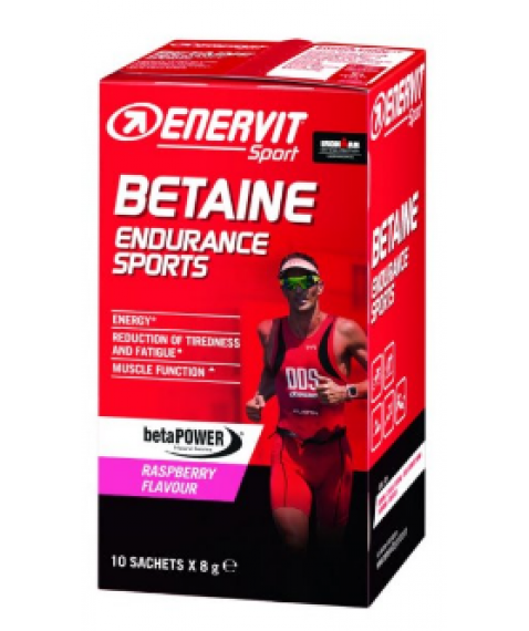 Enervit Sport Betaina Endurance Sport 10 buste da 8 gr Gusto Lampone - Integratore alimentare a base di betaina, vitamina C e D
