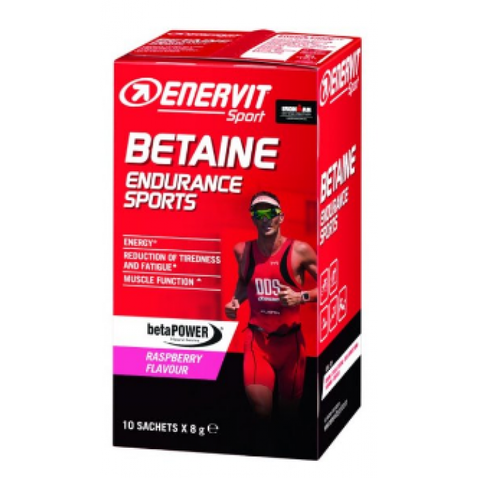 Enervit Sport Betaina Endurance Sport 10 buste da 8 gr Gusto Lampone - Integratore alimentare a base di betaina, vitamina C e D