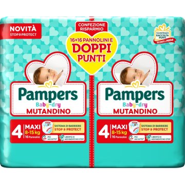 Pampers Baby Dry Mutandino Taglia 4 Maxi 8-15 kg Pacco Doppio 32 pannolini