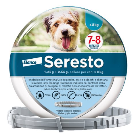 Seresto Collare Antiparassitario per Cani fino a 8 Kg 1,25+0,56 gr Seresto Collare Antiparassitario per Cani fino a 8 Kg 1,25+0,56 gr
