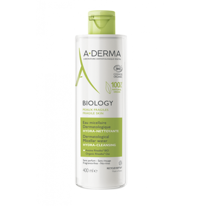 A-Derma Biology Acqua Micellare Idra-Detergente 400 ml - Rimuove il trucco e deterge la pelle del viso