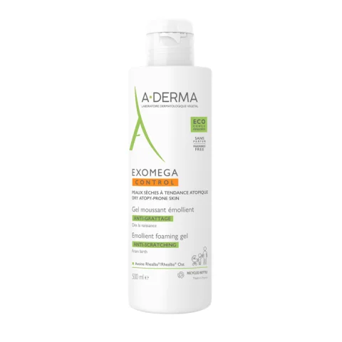 A-Derma Exomega Control Gel Detergente Schiumogeno Emolliente 500 ml - Deterge lenisce e protegge la pelle secca a tendenza atopica