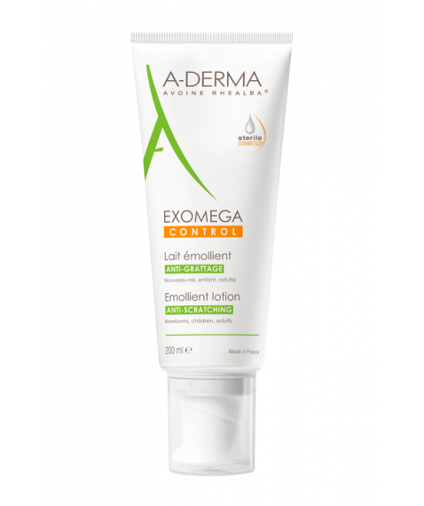 A-Derma Exomega Control Latte Emolliente Cosmetico Sterile 200 ml - Lenisce il prurito e nutre la pelle