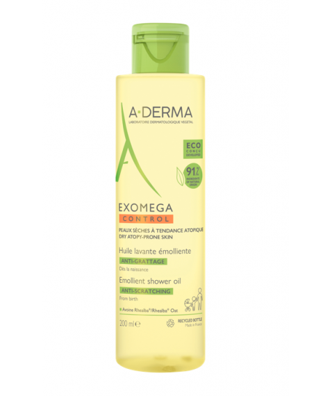 A-Derma Exomega Control Olio Lavante Emolliente 200 ml - Lenisce il prurito deterge e nutre la pelle