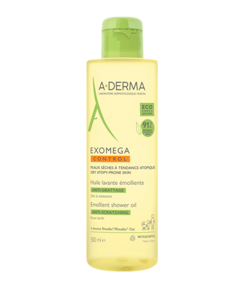 A-Derma Exomega Control Olio Lavante Emolliente 500 ml - Lenisce il prurito deterge e nutre la pelle