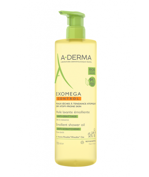 A-Derma Exomega Control Olio Lavante Emolliente 750 ml - Lenisce il prurito deterge e nutre la pelle