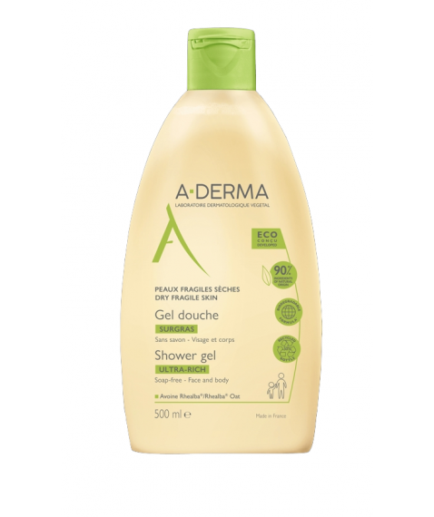 A-Derma Les Indispensables Gel Doccia Surgras 500 ml - Deterge nutre e protegge la pelle secca e fragile di tutta la famiglia