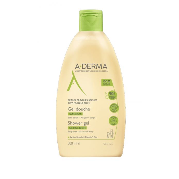 A-Derma Les Indispensables Gel Doccia Surgras 500 ml - Deterge nutre e protegge la pelle secca e fragile di tutta la famiglia