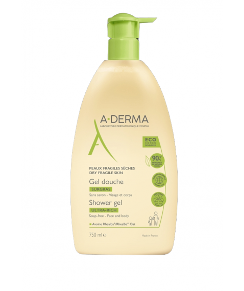 A-Derma Les Indispensables Gel Doccia Surgras 750 ml - Deterge nutre e protegge la pelle secca e fragile di tutta la famiglia