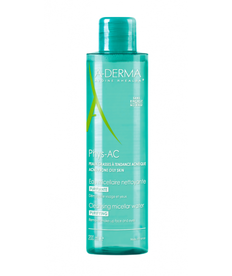 A-Derma Phys-AC Acqua Micellare Detergente Purificante 200 ml - Per pelle grassa con imperfezioni e a tendenza acneica