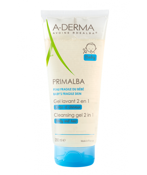 A-Derma Primalba Gel Lavante 2 in 1 Corpo e Capelli 200 ml - Per la pelle fragile e delicata dei neonati e dei bambini