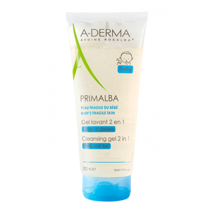 A-Derma Primalba Gel Lavante 2 in 1 Corpo e Capelli 200 ml - Per la pelle fragile e delicata dei neonati e dei bambini