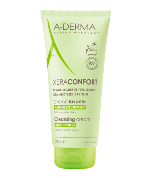 A-Derma Xeraconfort Crema Lavante Anti-Secchezza 200 ml - Deterge nutre e lenisce la pelle da secca a molto secca