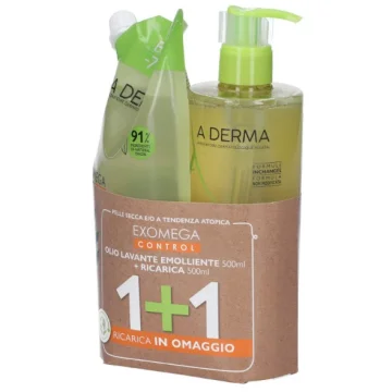 Aderma Exomega Olio Lavante Emolliente 500ml + Ricarica 500ml in omaggio
