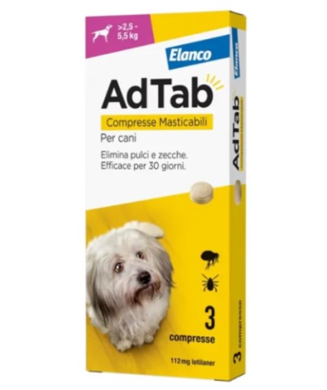 Adtab 3 compresse da 112mg per cani da 2,5 a 5,5 kg