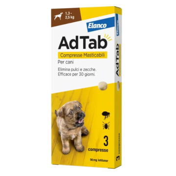 Adtab Antiparassitario per cani cuccioli 1,3-2,5kg 3 compresse 56mg