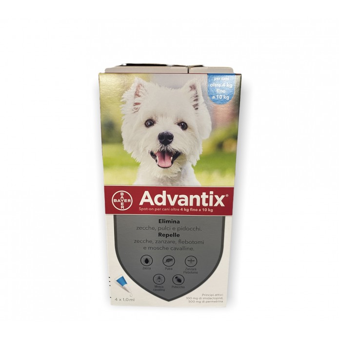 Advantix Spot-On 4 Pipette 1 ml per Cani di Piccola Taglia da 4 kg a 10 kg - Antiparassitario