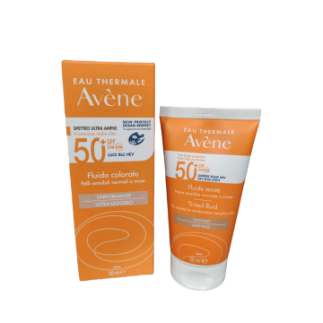 Avène Eau Thermale Solare Fluido Colorato Protezione Molto Alta Viso Spf50+ 50 ml