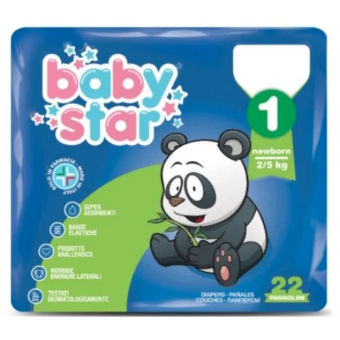 BABYSTAR NEWBORN 22 PANNOLINI 2-5KG Taglia 1 BABYSTAR NEWBORN 22 PANNOLINI 2-5KG Taglia 1