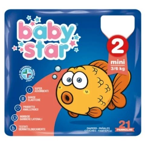 BABYSTAR 21 PANNOLINI MINI 3-6K TAGLIA 2