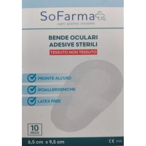 Bende oculari adesive sterili 10 pezzi 6,5*9.5cm So.Farma+ Bende oculari adesive sterili 10 pezzi 6,5*9.5cm So.Farma+