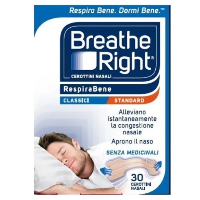 Breathe Right Cerottini Nasali Classici Misura Standard 30 Pezzi - Alleviano la congestione nasale