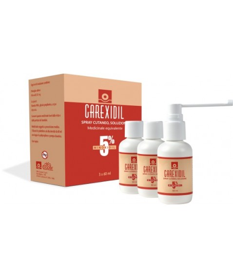 Carexidil 3 flaconi soluzione cutanea 60ml 5% Trattamento per la caduta dei capelli
