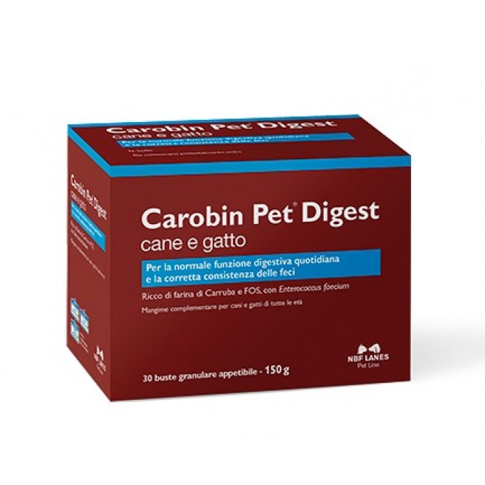 Carobin Pet Digest Granulare Cane e Gatto 30 Bustine - Per la normale funzione digestiva quotidiana e la corretta funzione delle feci