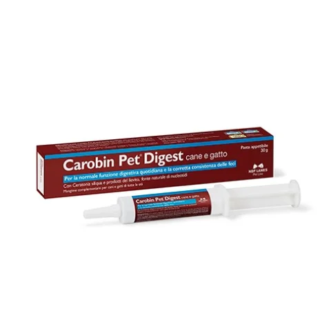 Carobin Pet Digest Cane e Gatto Pasta 30 gr - Per la normale funzione digestiva quotidiana e la corretta consistenza delle feci