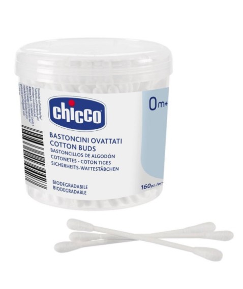 Chicco Bastoncini Ovattati Cotton Fioc 0Mesi+ 160 Pezzi