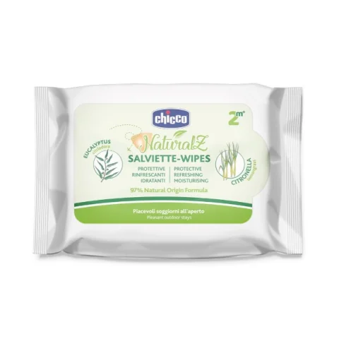 Chicco Salviette NaturalZ Protettive & Rinfrescanti Antizanzare Beb&egrave; e Bambini 2M+ 20 Salviettine