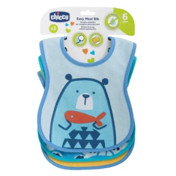 Chicco Bavaglini Pappa Bimbo 6Mesi+ Colore Light Blue 3 Pezzi