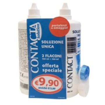 CONTACTA SOLUZIONE Confezione Doppia 2X360ML + Portalenti in omaggio