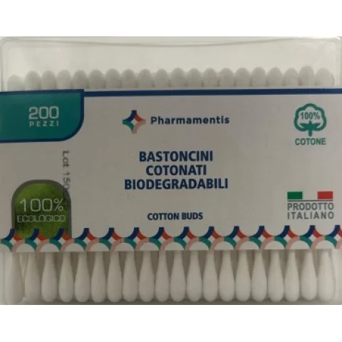 Pharmamentis 200 Bastoncini cotonati biodegradabili