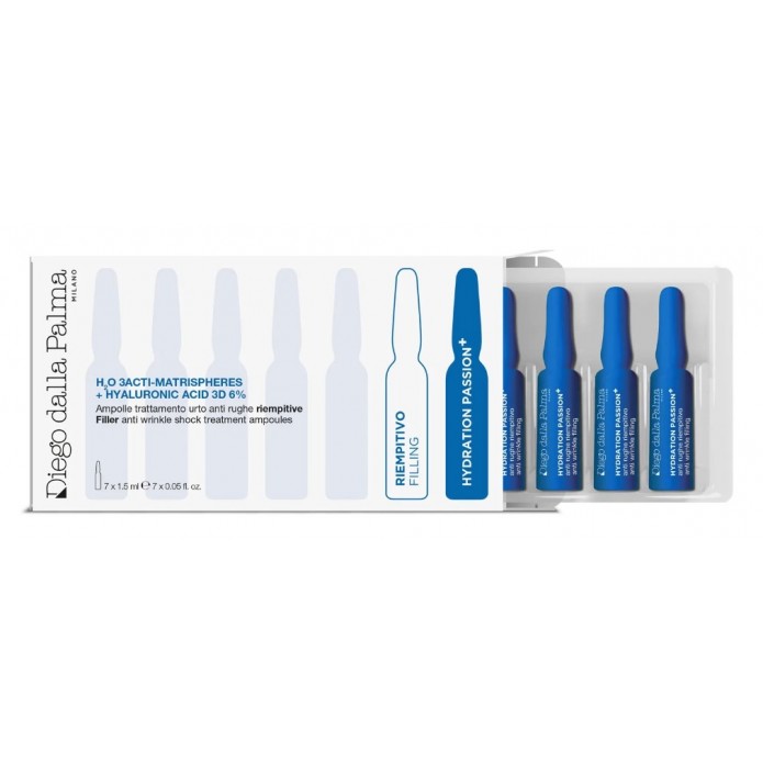 Diego dalla Palma Ampolle H20 3Acti-Matrispheres + Hyaluronic Acid 3D 6% Trattamento Urto Anti Rughe Riempitive 7x1,5 ml