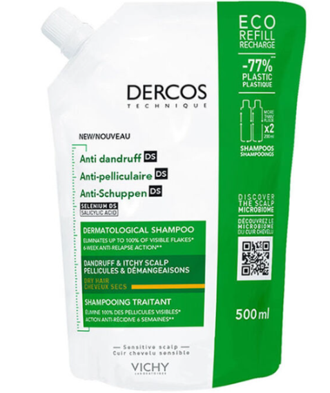 Vichy Dercos Ricarica Shampoo Antiforfora per Capelli Secchi 500ml