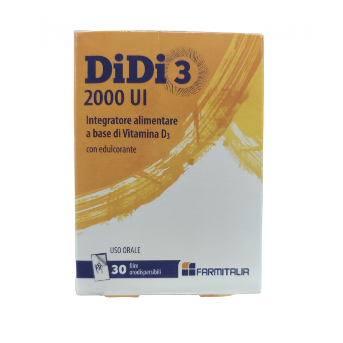 DiDi 3 2000 UI 30 Film Orodispersibili - Integratore di Vitamina D3 per la normale funzione muscolare e il funzionamento del sistema immunitario