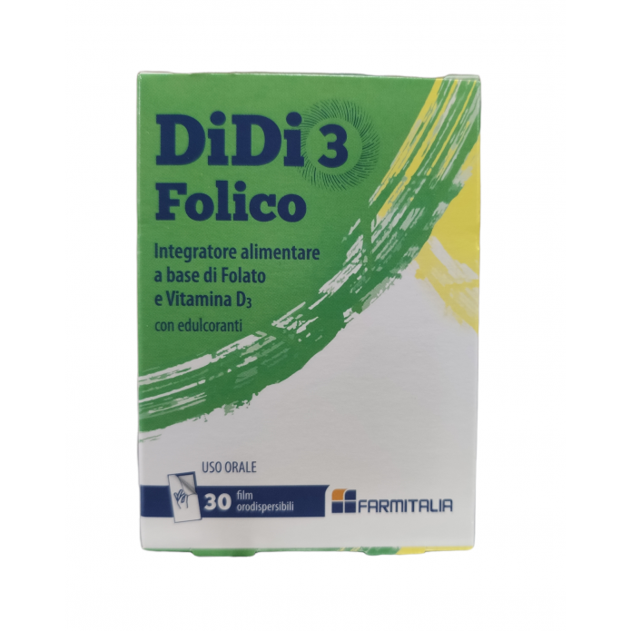 DiDi 3 Folico 30 Film Orodispersibili - Integratore alimentare a base di Folato e Vitamina D3
