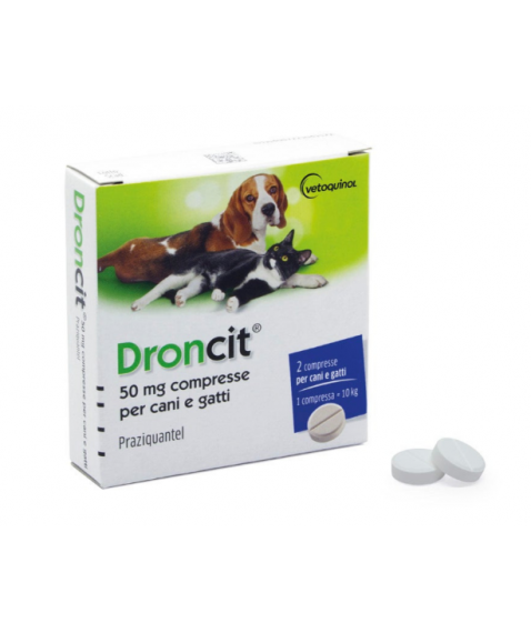 Droncit 50 mg 2 Compresse per Cani e Gatti - Combatte ed elimina i tipici parassiti intestinali del cane e del gatto