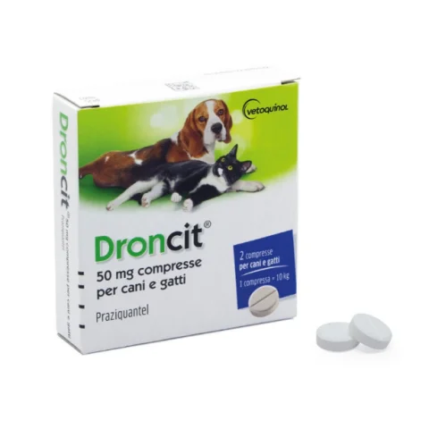 Droncit 50 mg 2 Compresse per Cani e Gatti - Combatte ed elimina i tipici parassiti intestinali del cane e del gatto