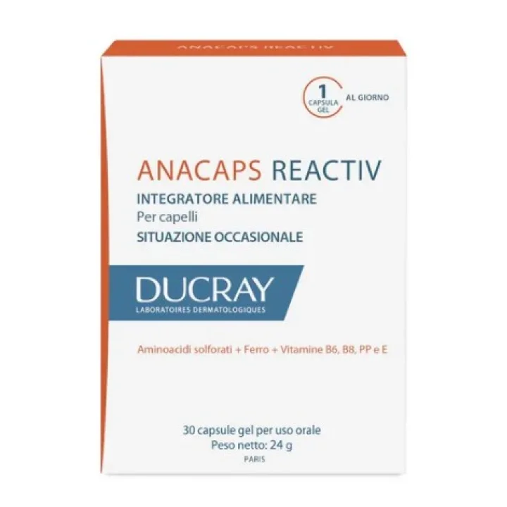 Ducray Anacaps Reactiv Integratore per Capelli 30 Capsule Gel