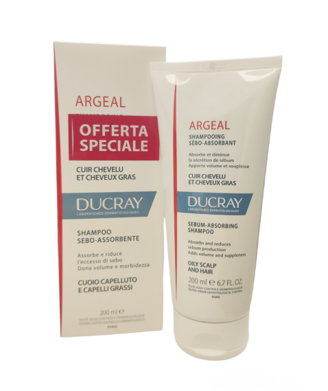 Ducray Argeal Shampoo Sebo-Assorbente per Capelli Grassi 200 ml